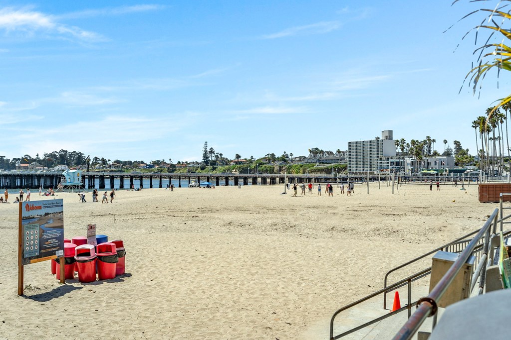 a view of the beach and the pier