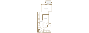 a floor plan of a house with a kitchen and a living room