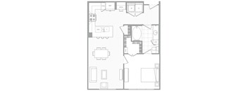 a floor plan of a small house with a bedroom and a living room