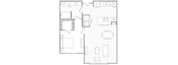 a floor plan of a small house with a bedroom and a living room