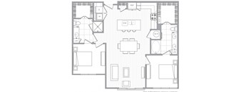 a floor plan of a house with bedrooms and a living room