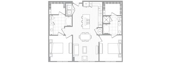 a floor plan of a house with bedrooms and a living room
