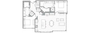 a floor plan of a home with bedrooms and a living room