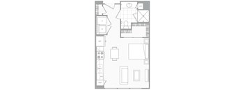 a floor plan of a small house with a bedroom and a living room