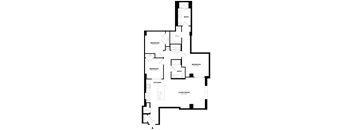 A floor plan of a house with three bedrooms, a living room, a kitchen, and a bathroom.