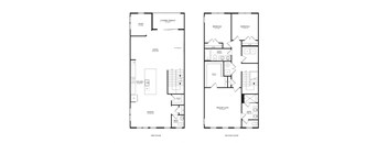E2 Townhome Floorplan, Upper Two over Two Layout