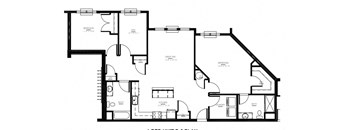 A black and white image of a floor plan for a house.