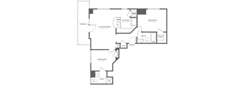 A black and white image of a floor plan for a house.