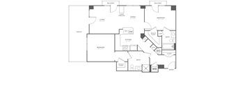 A black and white floor plan of a house with two balconies, a terrace, and a living space of 127 square meters.