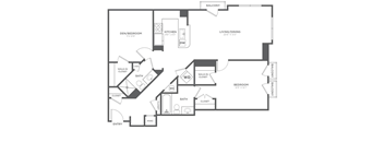 A black and white image of a house floor plan.