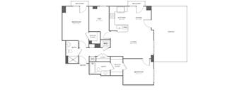 A black and white image of a house floor plan.