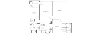 A black and white image of a house floor plan.