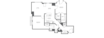 A black and white floor plan of a house with labeled rooms.