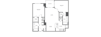 A black and white image of a floor plan for a home.