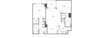 A black and white image of a house floor plan.