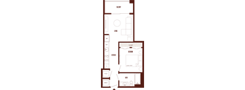 A floor plan of a house with a balcony, living room, kitchen, bathroom, and bedrooms.