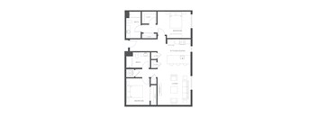 A black and white image of a floor plan for a two-story house.