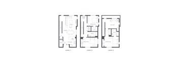 A diagram shows three different levels of a house layout.