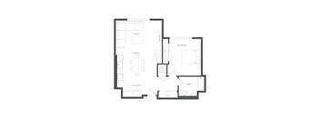 A black and white image of a house floor plan.