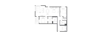 A black and white image of a house floor plan.