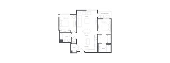 A black and white image of a house floor plan.