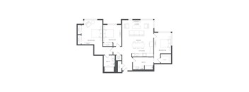 A black and white image of a house floor plan.