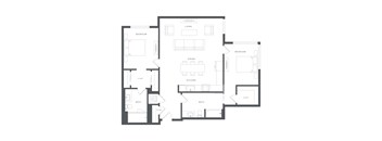 A black and white image of a house floor plan.