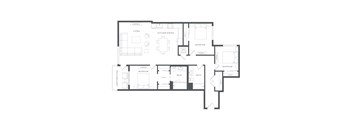A black and white image of a house floor plan.