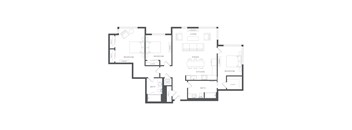A black and white image of a house floor plan.