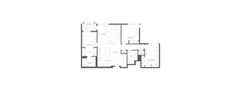 A black and white floor plan of a house with labeled rooms.