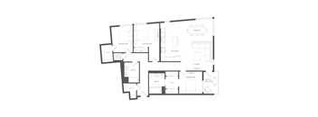 A black and white image of a house floor plan.