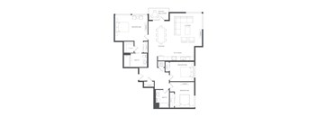 A black and white image of a house floor plan.