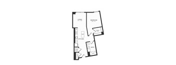 A black and white image of a floor plan for a home.