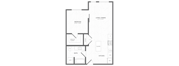 a floor plan of a room with a bedroom and a bathroom