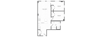 a floor plan of a bedroom floor plan with a bathroom and a closet