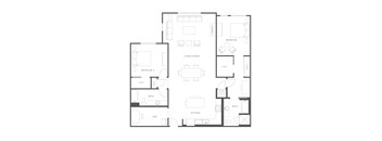A black and white image of a house floor plan.