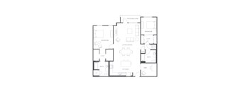A black and white image of a house floor plan.