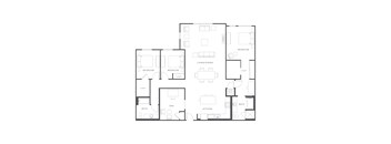 A black and white image of a house floor plan.