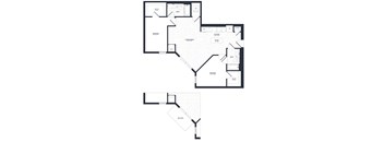 A black and white image of a floor plan for a house.