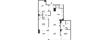 A black and white image of a floor plan for a house.