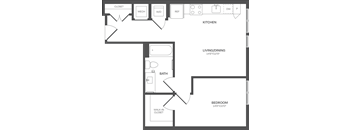 a floor plan of a house with a bedroom and a living room