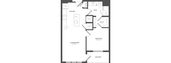 a floor plan of a house with a bedroom and a living room