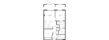 a floor plan of two apartments with a bedroom and a living room