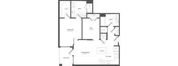 a floor plan of a house with a bedroom and a living room