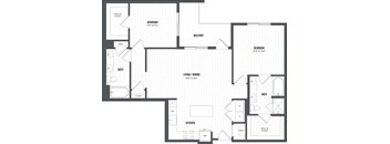 A black and white image of a house floor plan.