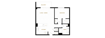 a floor plan of a small apartment with a bedroom and a living room