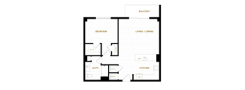 a floor plan of a bedroom apartment with an open floor plan