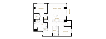 a floor plan of a bedroom apartment with a bathroom and a living room