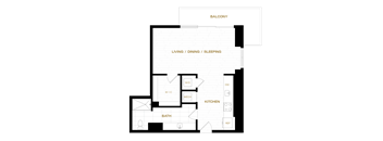 the floor plan of the studio apartment
