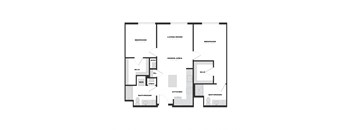 a floor plan of a house with a black and white floor